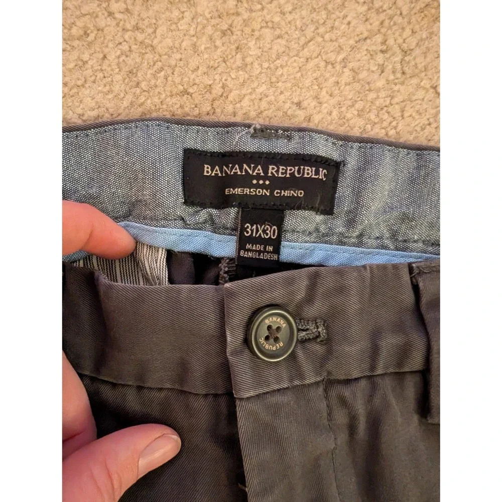 Banana Republic Men's Emerson Chino Pants Dark Gray‎ Straight Cotton- 31/30
